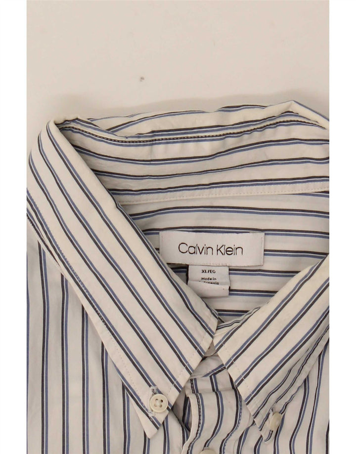 Calvin Klein Mens Shirt XL White Pinstripe