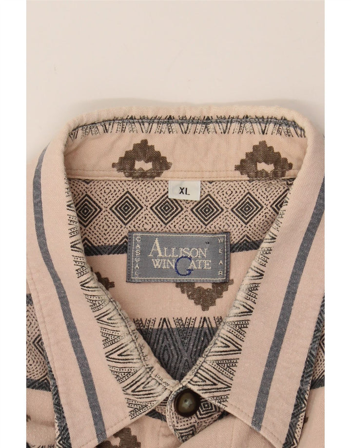 VINTAGE Mens Shirt XL Beige Argyle/Diamond Vintage Vintage and Second-Hand Vintage from Messina Hembry 