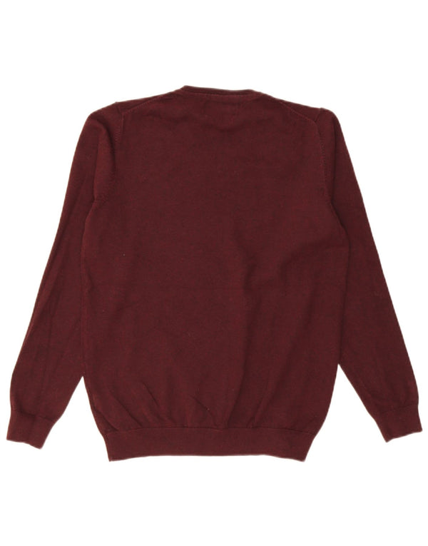 Jack & Jones Mens V-Neck Jumper Sweater XS Burgundy Acrylic