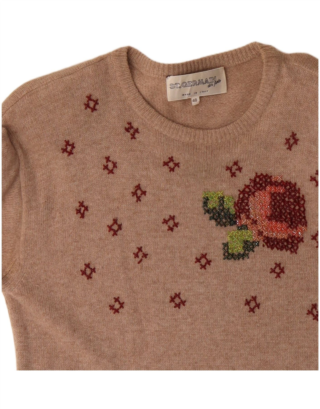 ST. GERMAIN Womens Long Sleeve Jumper Dress EU 46 XL Beige Angora