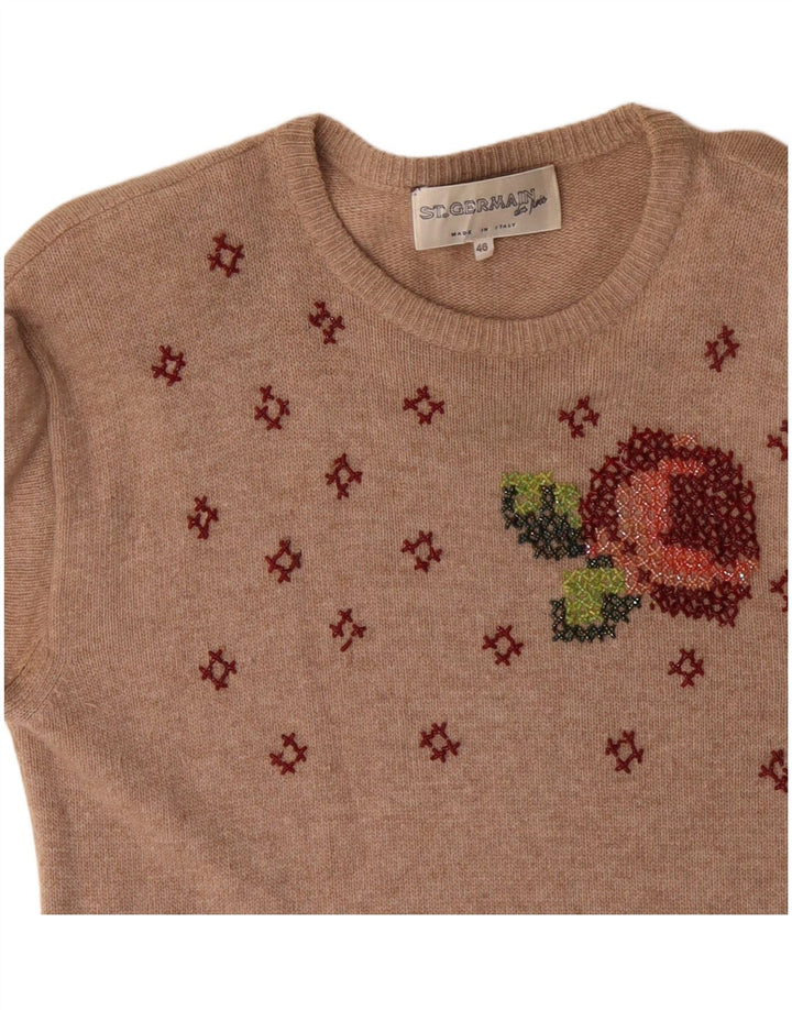 ST. GERMAIN Womens Long Sleeve Jumper Dress EU 46 XL Beige Angora