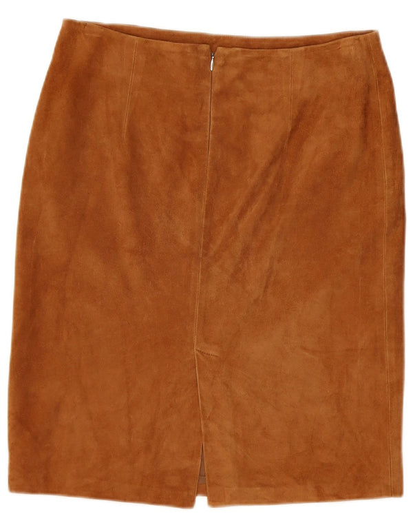 Vintage Womens Suede Straight Skirt W29 Medium Brown