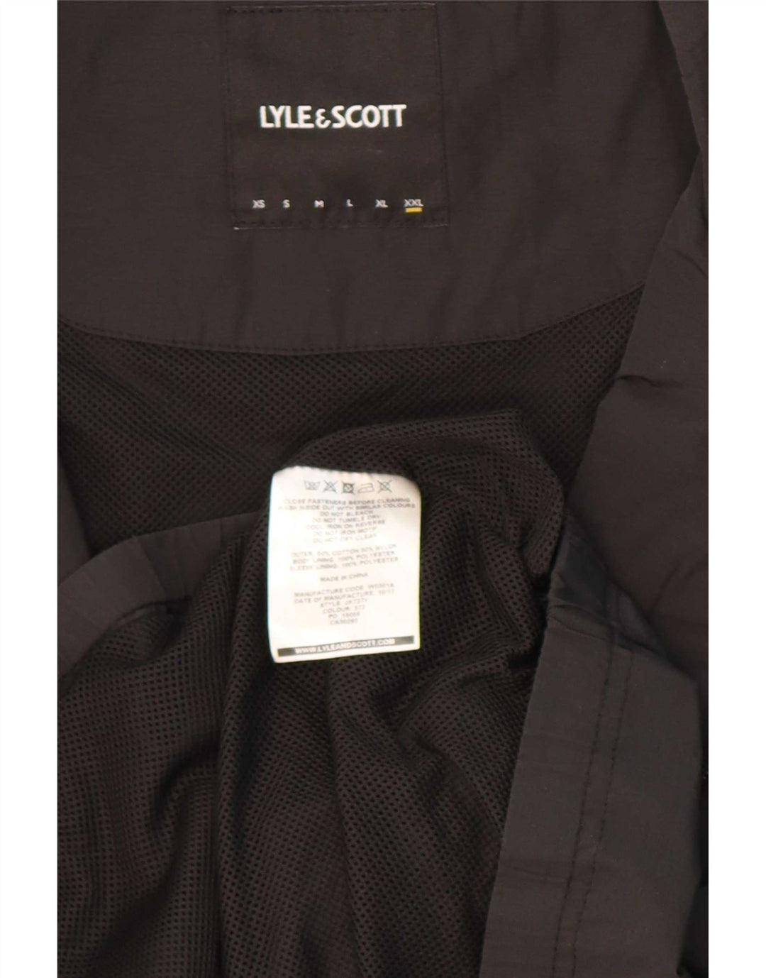 Lyle & Scott Mens Bomber Jacket UK 44 2XL Black Cotton