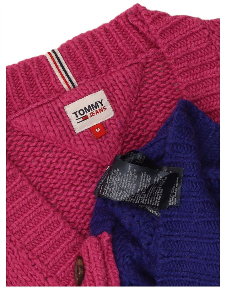 Tommy Hilfiger Womens Graphic Cardigan Sweater UK 14 Medium Pink