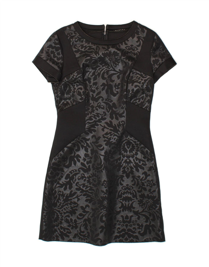 SISLEY Womens Sheath Dress UK 12 Medium Black Floral Vintage Sisley and Second-Hand Sisley from Messina Hembry 