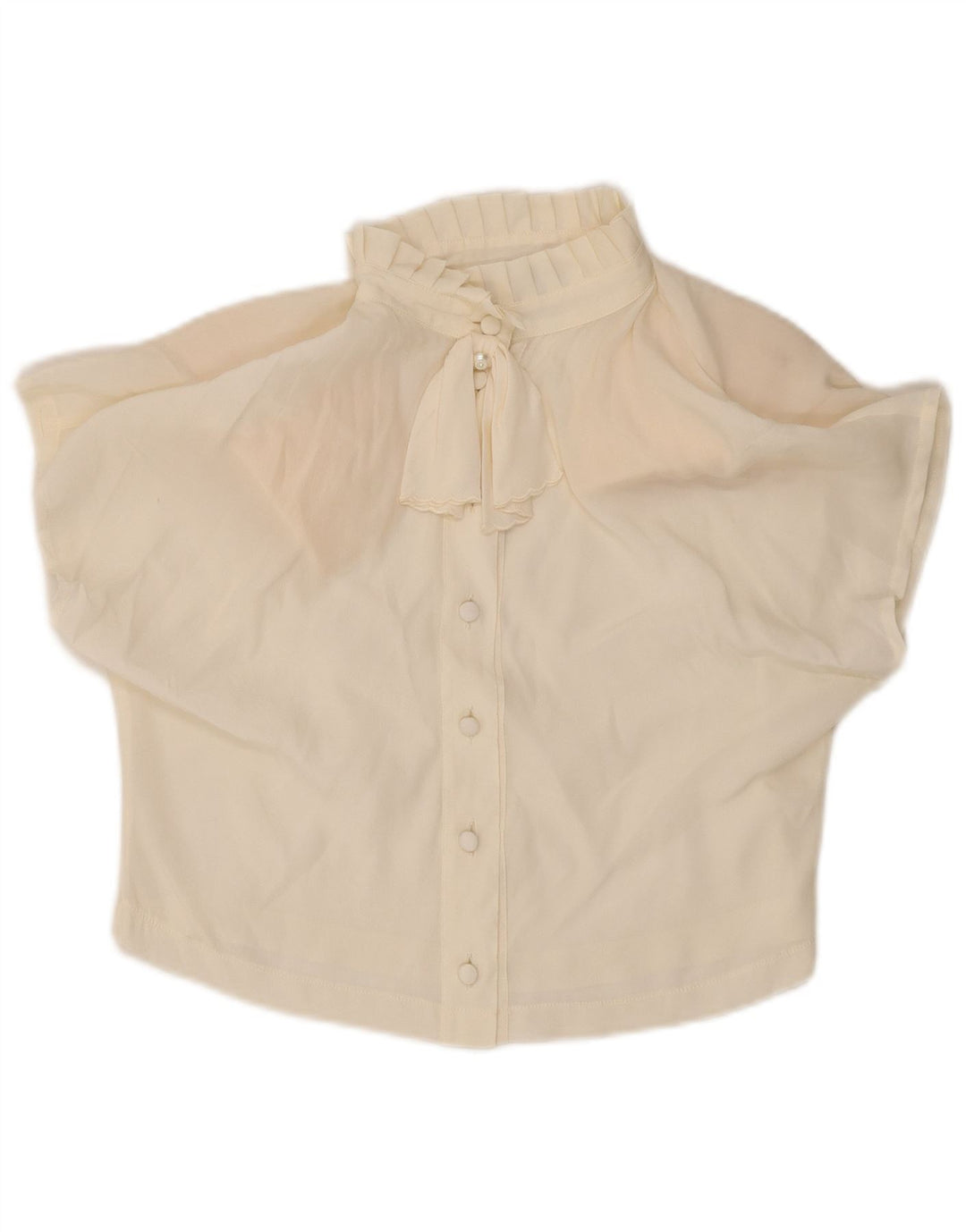Vintage Womens Crop Short Sleeve Shirt Blouse IT 44 Medium Off White