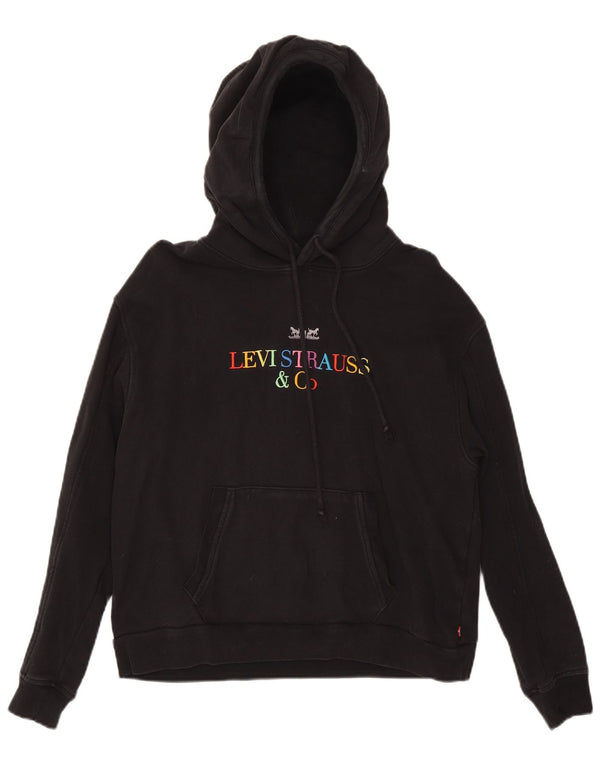 Levi's Mens Graphic Loose Fit Hoodie Jumper XS Black Cotton