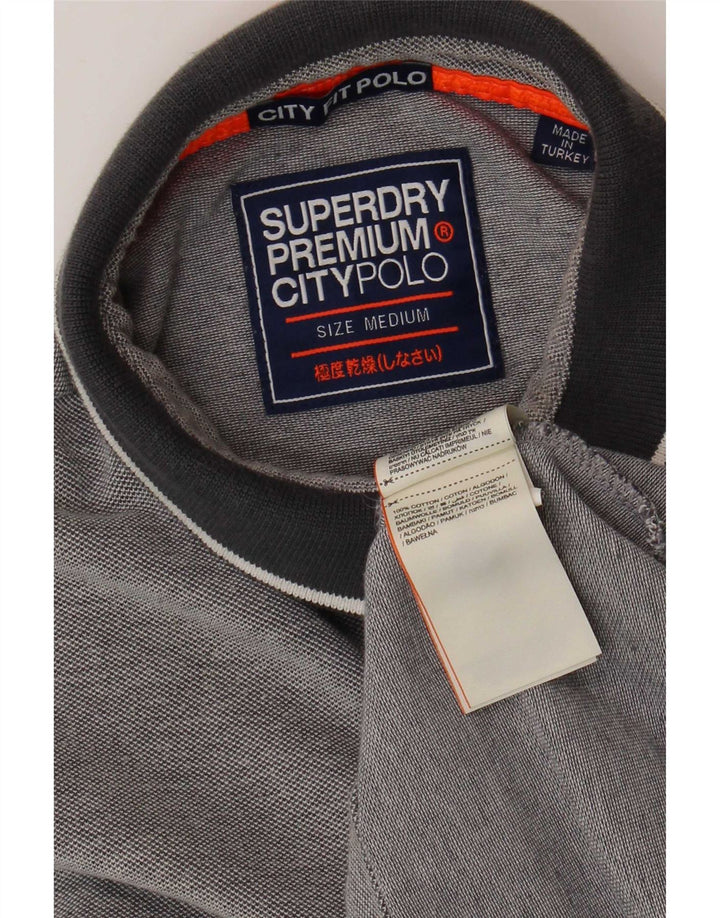 Superdry Mens Polo Shirt Medium Grey Cotton