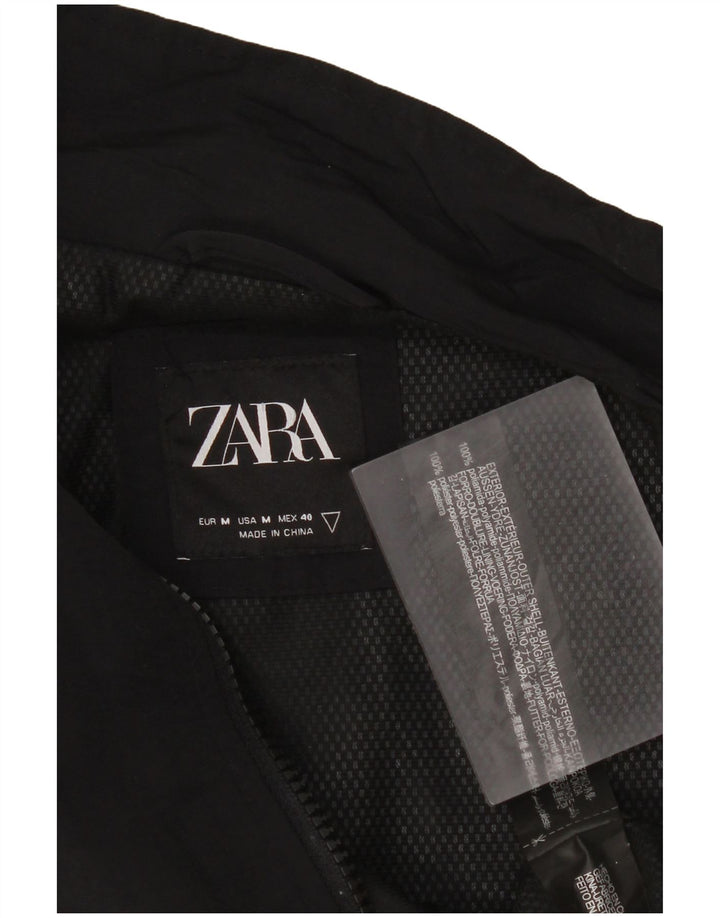 Zara Mens Bomber Jacket UK 38 Medium Black Polyamide