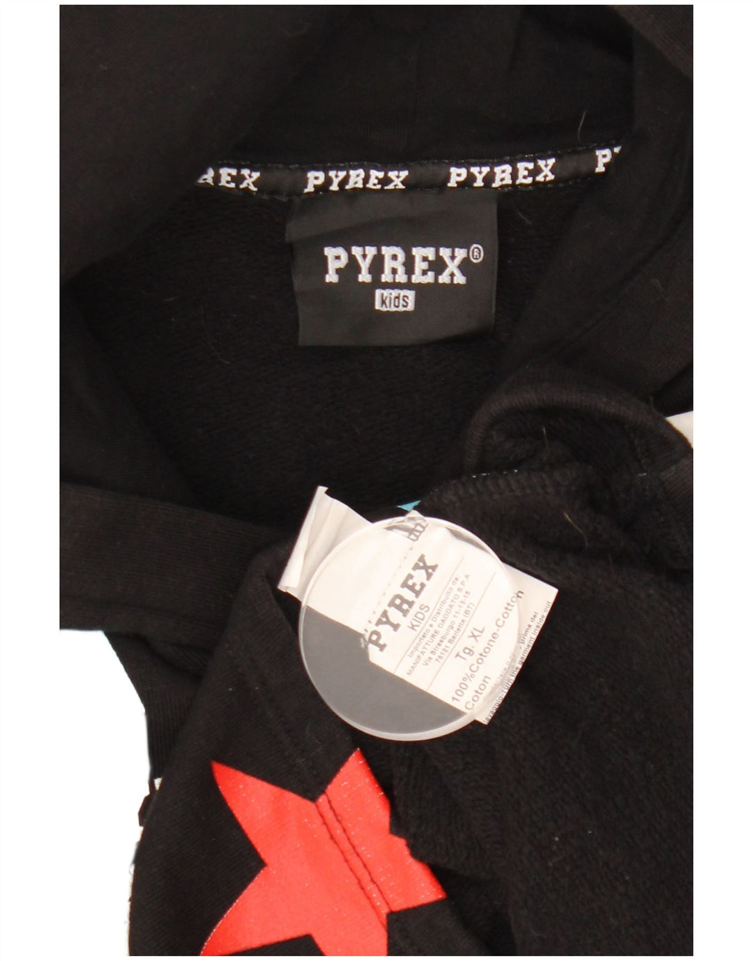 PYREX Girls Crop Graphic Hoodie Jumper 11-12 Years XL  Black Geometric