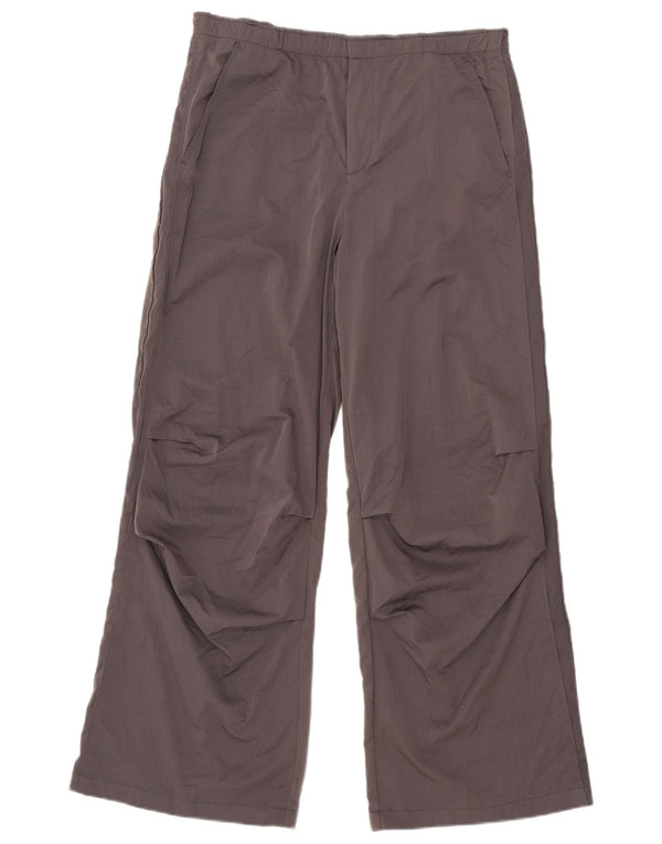 Zara Womens High Waist Wide Leg Trousers Large W30 L30 Grey Polyester