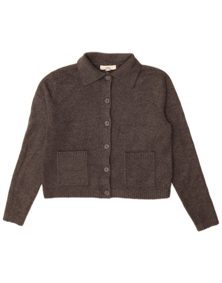 Marks & Spencer Womens Cardigan Sweater UK 10 Small Grey Polyester