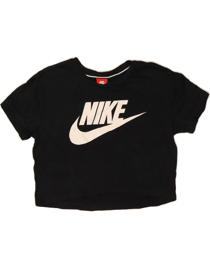 NIKE Womens Crop Graphic T-Shirt Top UK 10 Small Black Polyester Vintage Nike and Second-Hand Nike from Messina Hembry 