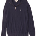 Penguin Mens Zip Neck Jumper Sweater Large Navy Blue Cotton