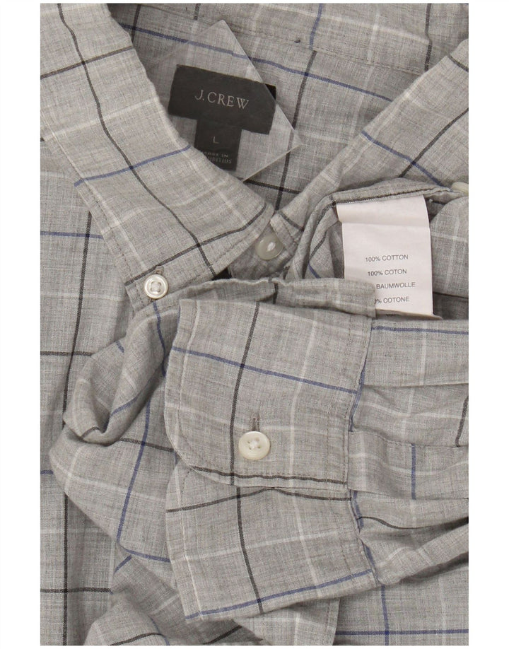 J. Crew Mens Shirt Large Grey Check Cotton