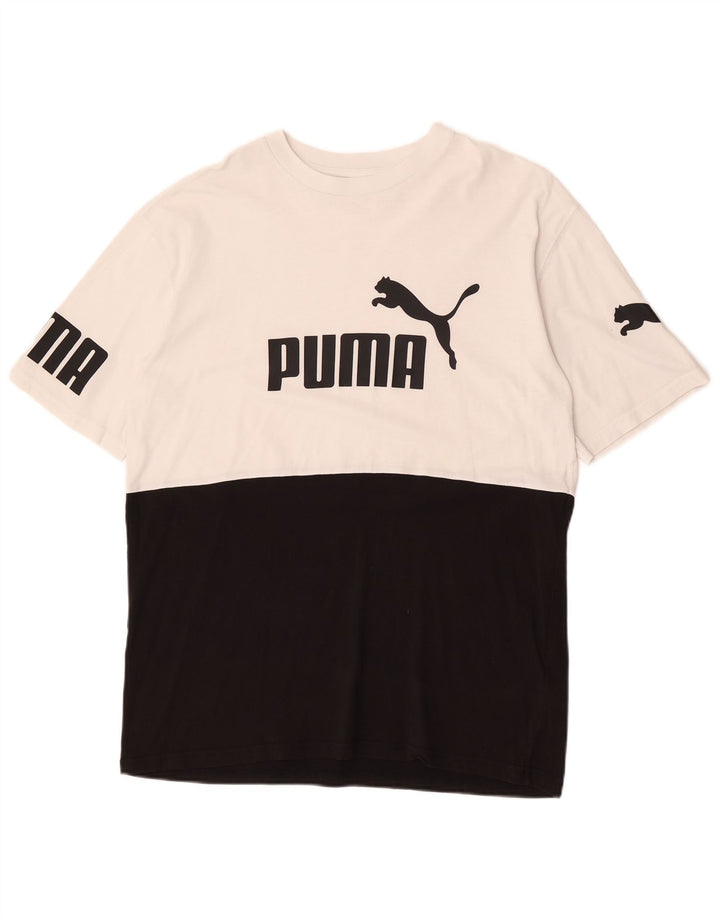 Puma Mens Graphic T-Shirt Top Medium Black Colourblock Cotton
