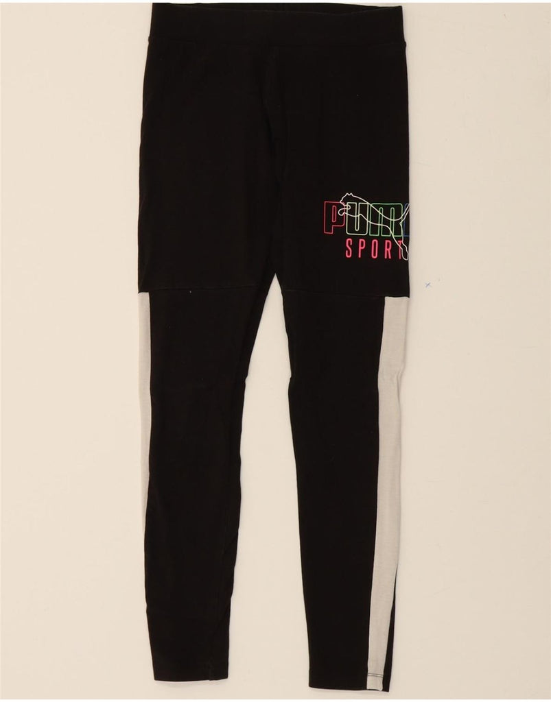 PUMA Womens Graphic Leggings UK 8 Small  Black Colourblock Vintage Puma and Second-Hand Puma from Messina Hembry 