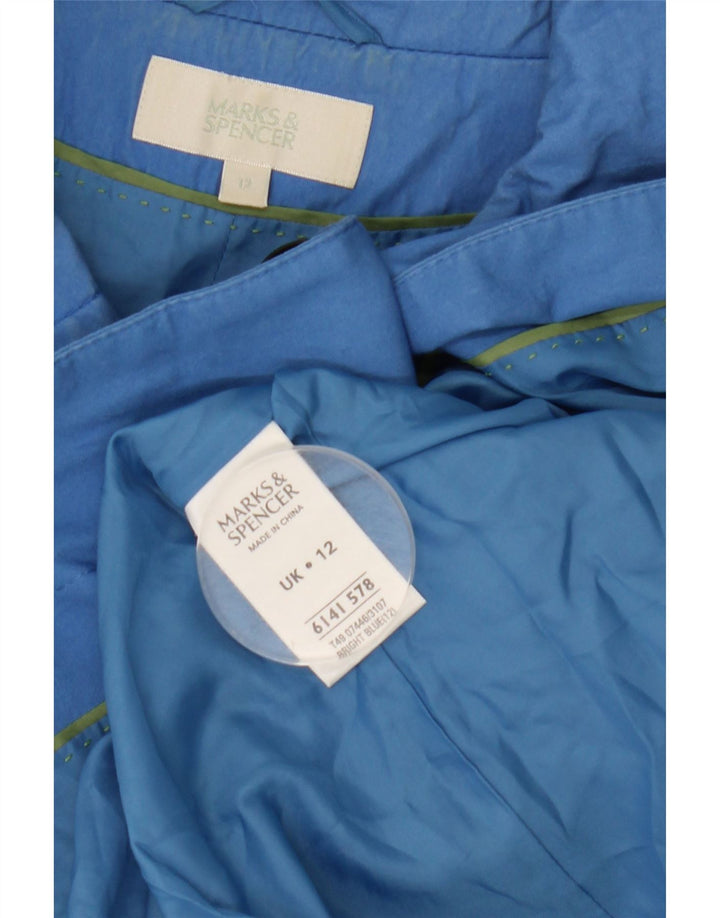 Marks & Spencer Womens 3/4 Sleeve Overcoat UK 12 Medium Blue Cotton