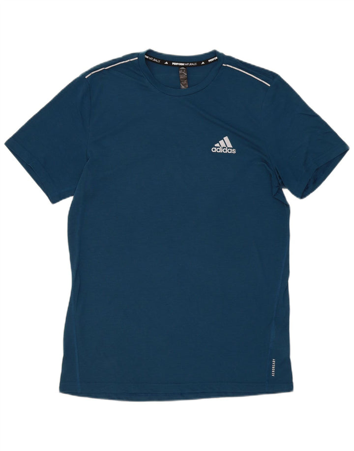 Adidas Mens Aeroready T-Shirt Top Medium Blue Polyester