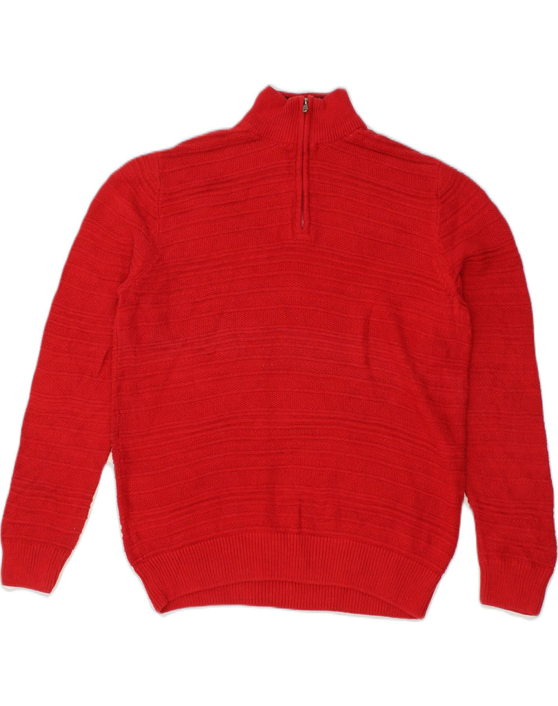 CHAPS Mens Zip Neck Jumper Sweater Medium Red Cotton | Vintage Chaps | Thrift | Second-Hand Chaps | Used Clothing | Messina Hembry 