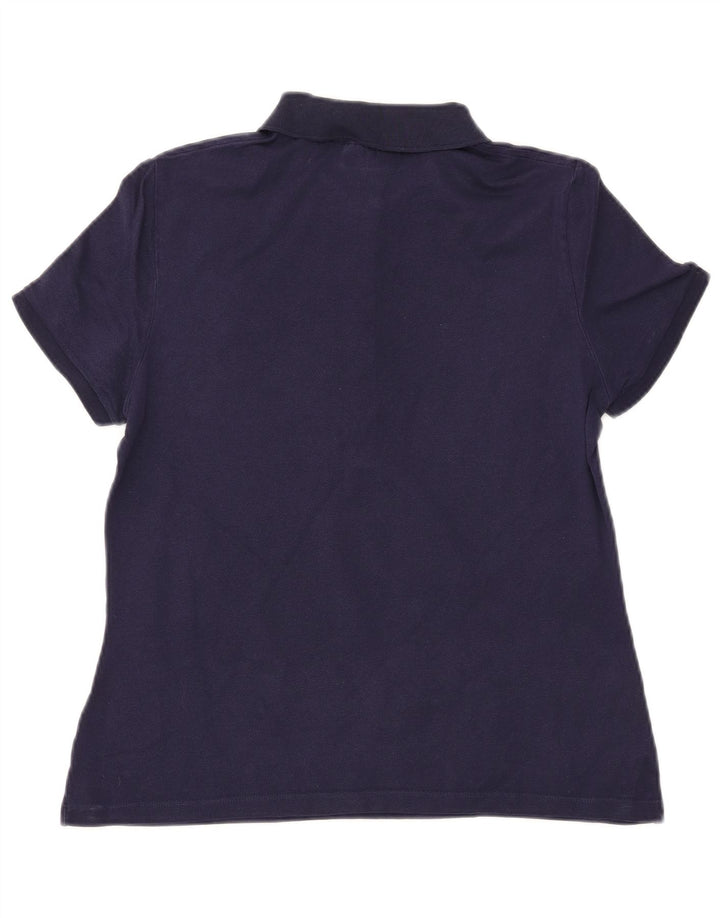 LACOSTE Womens Slim Fit Polo Shirt Size 42 Large Navy Blue Cotton