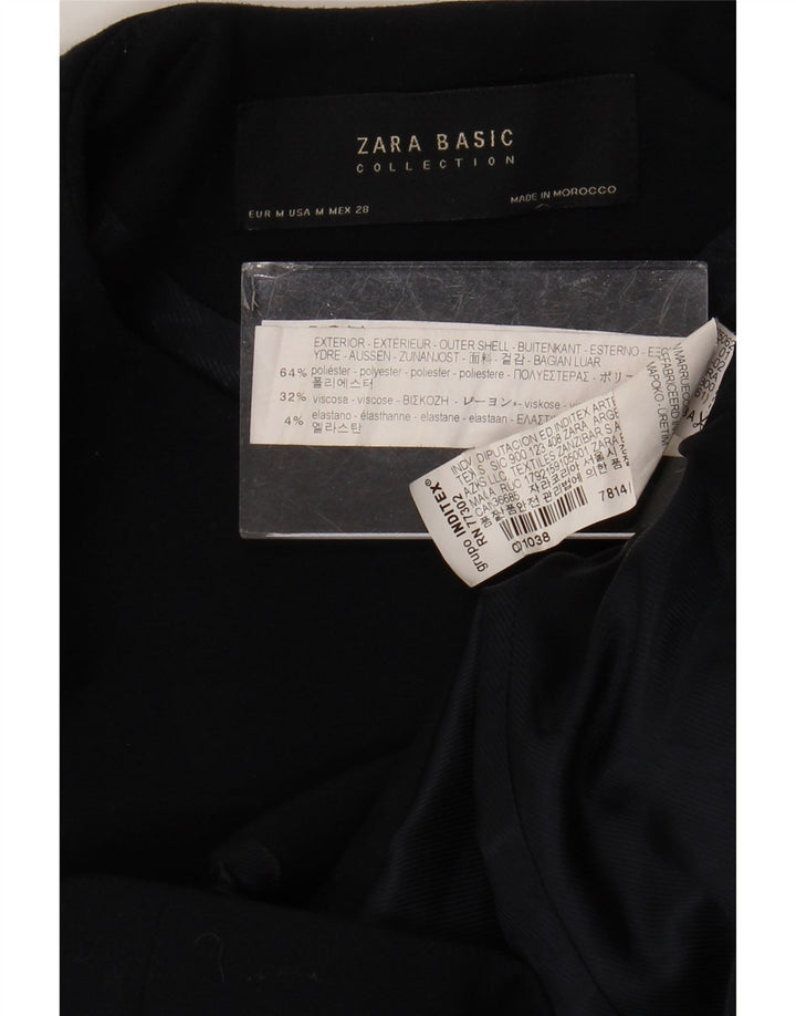 Zara Womens Full Zip Blazer Jacket UK 12 Medium Navy Blue Polyester