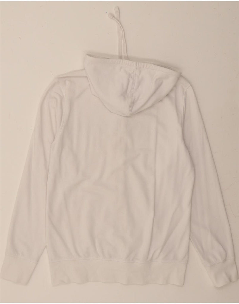 DIADORA Womens Graphic Zip Hoodie Sweater UK 16 Large White Cotton Vintage Diadora and Second-Hand Diadora from Messina Hembry 