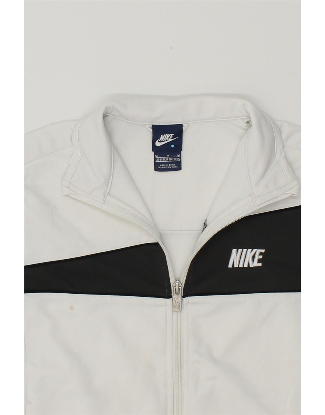 NIKE Boys Tracksuit Top Jacket 10-11 Years Medium White Colourblock