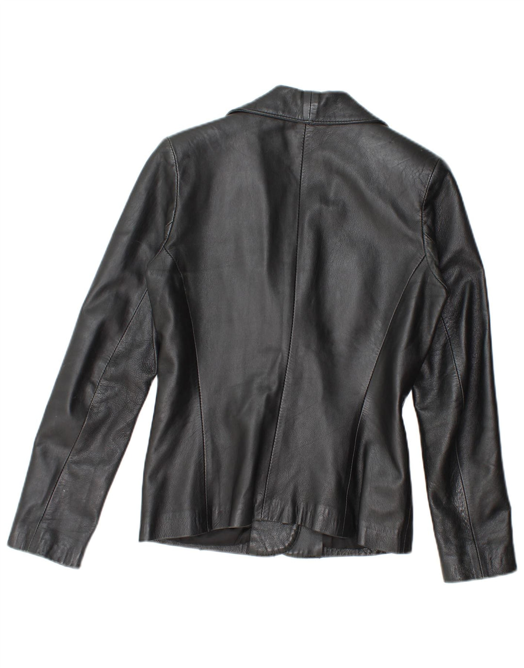 Vintage Womens 2 Button Leather Blazer Jacket UK 12 Medium Black