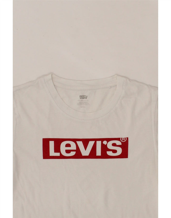 LEVI'S Womens Graphic T-Shirt Top UK 10 Small White Cotton Vintage Levi's and Second-Hand Levi's from Messina Hembry 