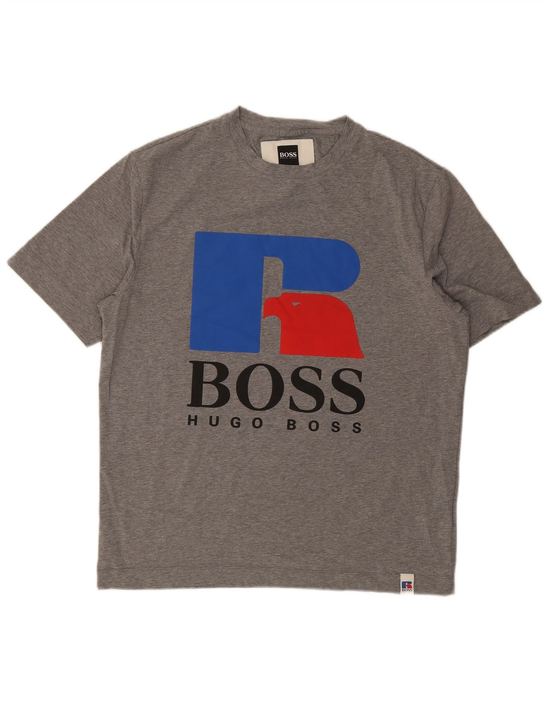 HUGO BOSS Mens Graphic T-Shirt Top Medium Grey Cotton