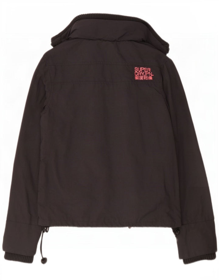 Superdry Womens Rain Jacket UK 16 Large Black Nylon