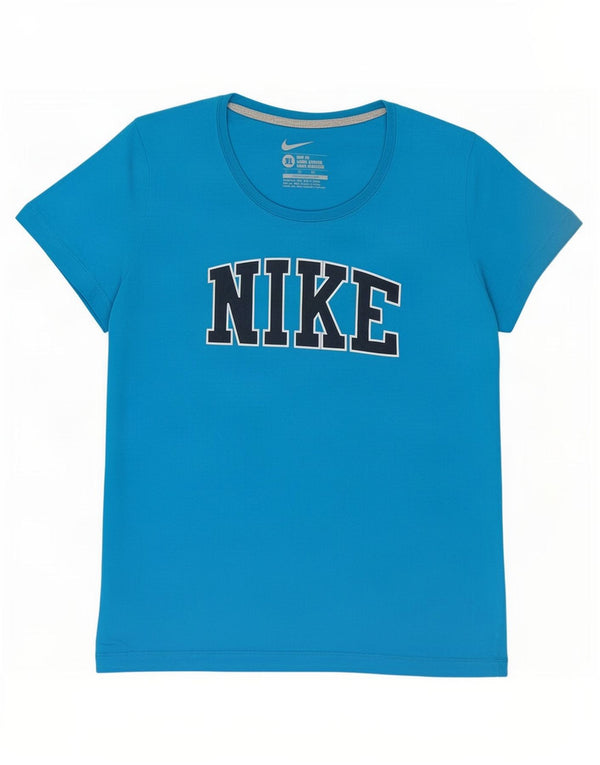 Nike Womens Slim Fit Graphic T-Shirt Top UK 18 XL Blue Cotton