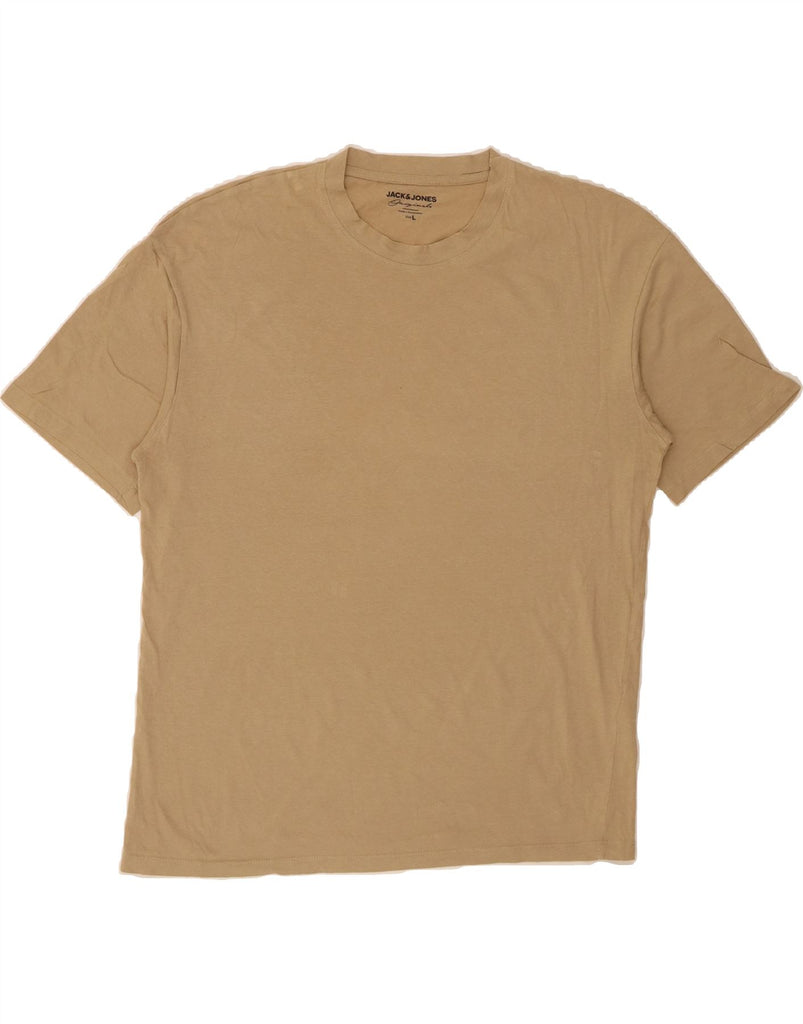 JACK & JONES Mens T-Shirt Top Large Beige Cotton Vintage Jack & Jones and Second-Hand Jack & Jones from Messina Hembry 