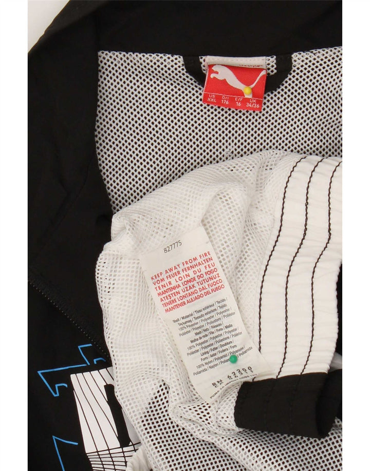 Puma Boys Graphic Tracksuit Top Jacket 15-16 Years Black Colourblock