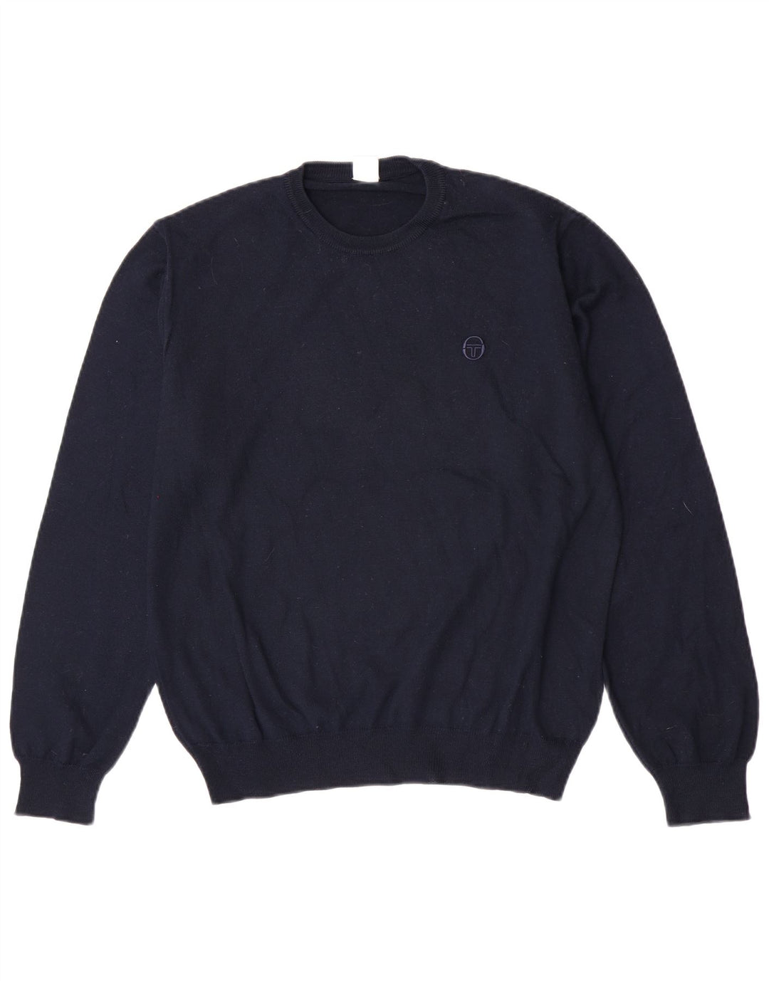 Sergio Tacchini Mens Crew Neck Jumper Sweater Medium Navy Blue Virgin Wool