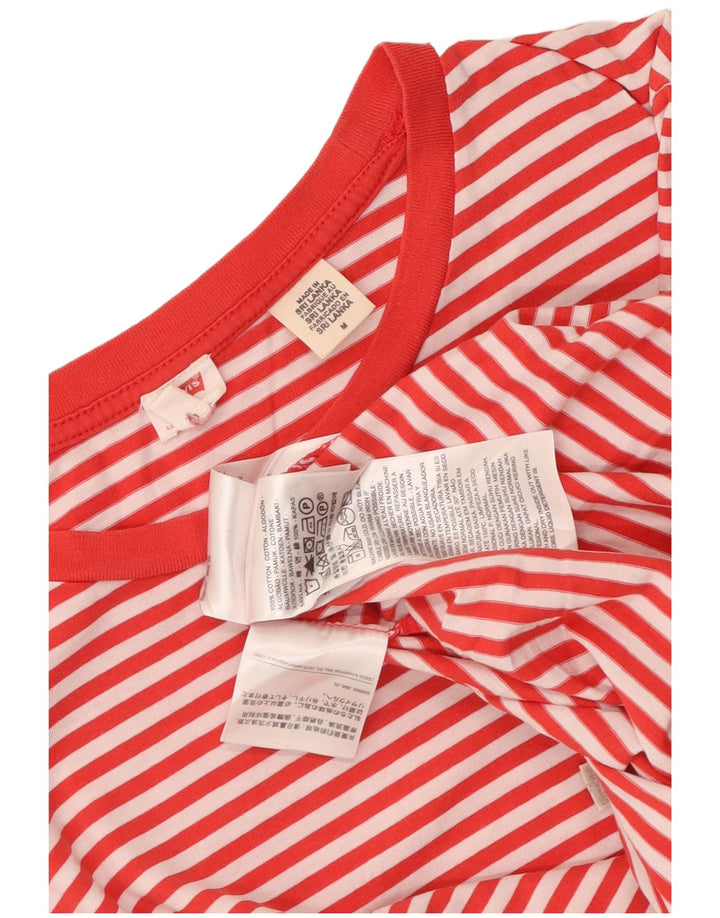 Levi's Womens T-Shirt Top UK 14 Medium Red Pinstripe Cotton
