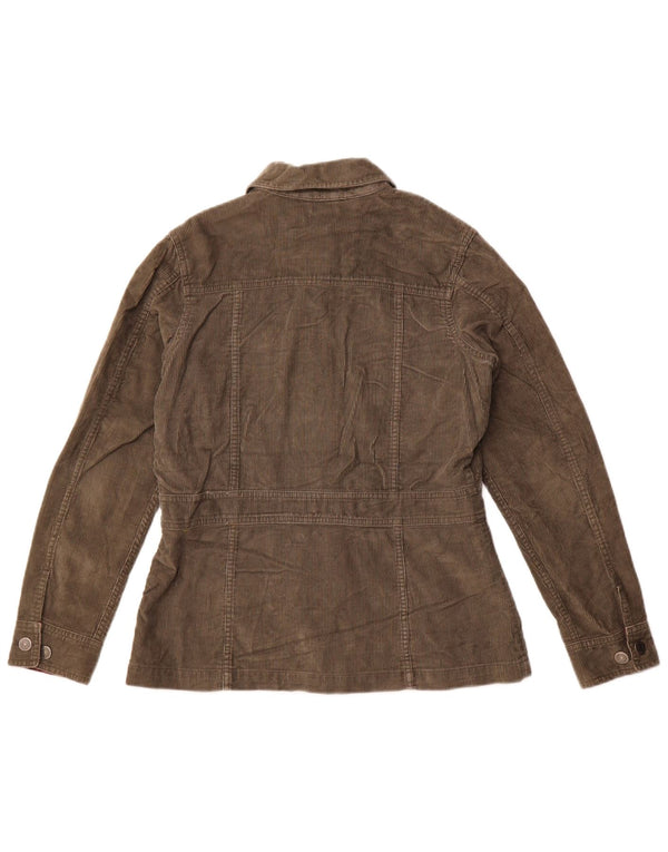 Eddie Bauer Womens Loose Fit Corduroy Jacket UK 10 Small Khaki Cotton