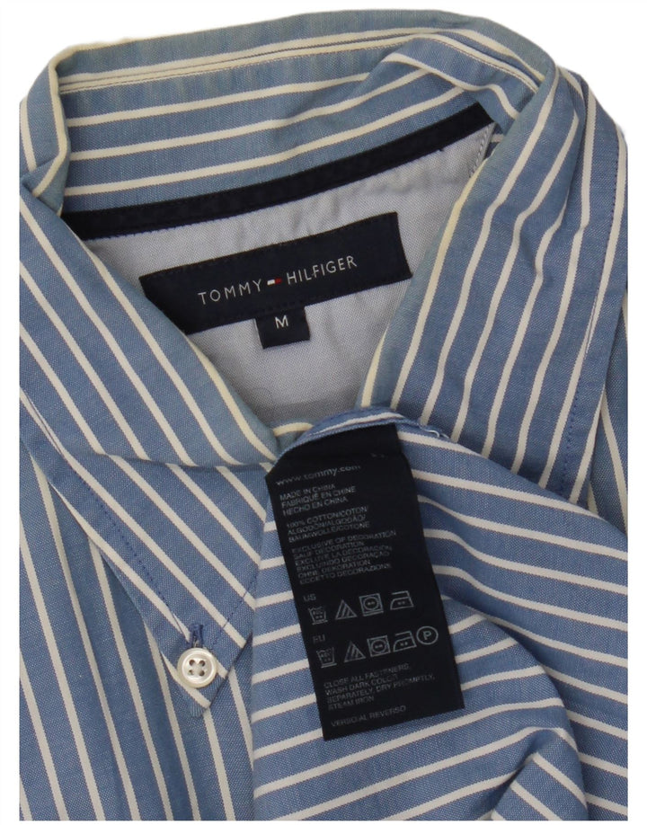 TOMMY HILFIGER Mens Shirt Medium Blue Pinstripe Cotton