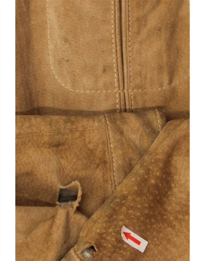 Vintage Mens Suede Bomber Jacket IT 54 2XL Beige Leather