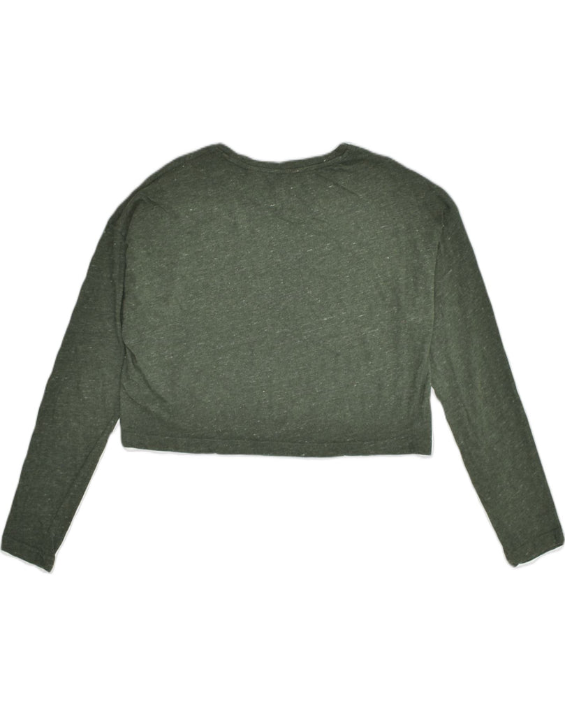 JACK WILLS Womens Long Sleeve Crop Top UK 12 Medium  Green Polyester | Vintage Jack Wills | Thrift | Second-Hand Jack Wills | Used Clothing | Messina Hembry 