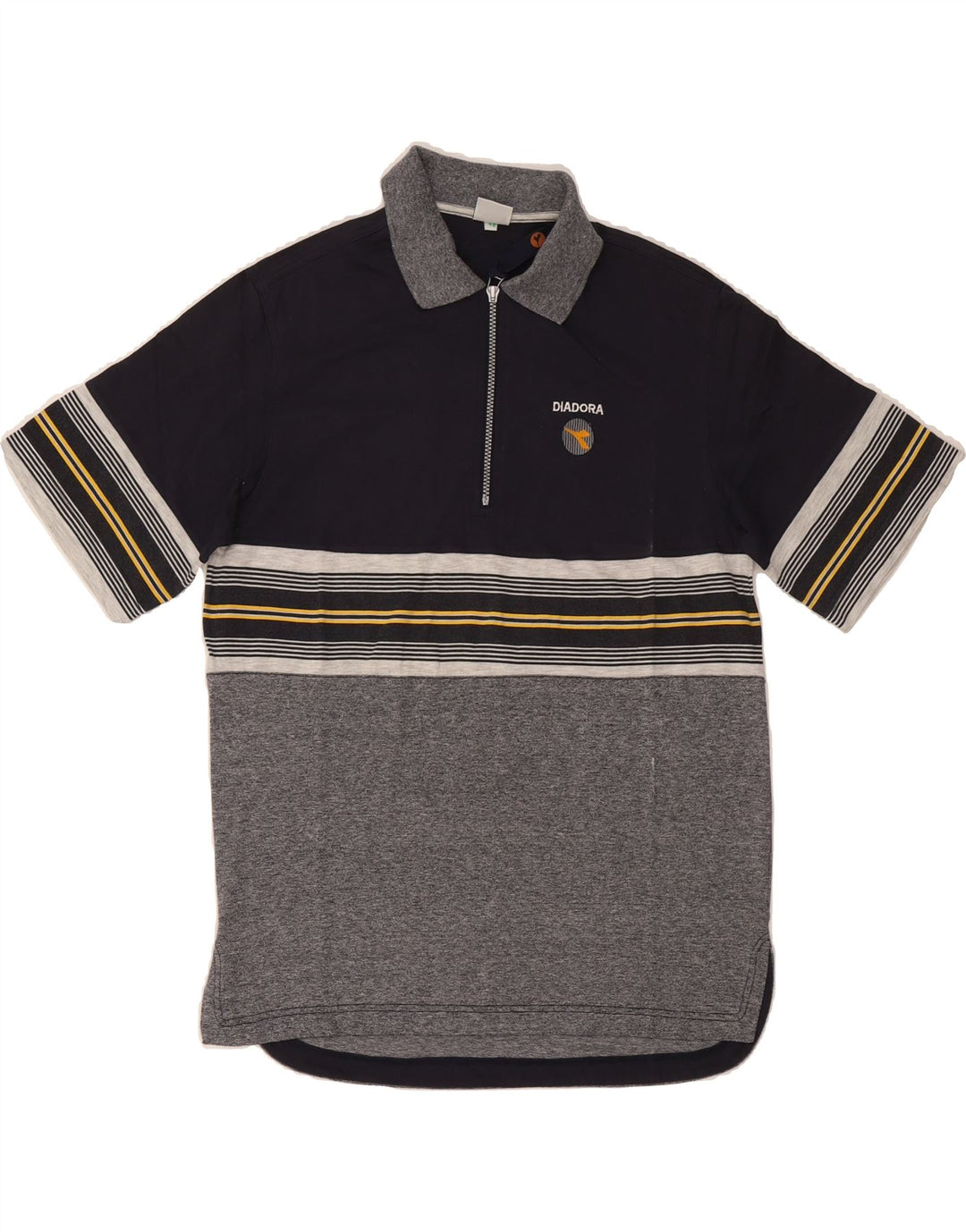 DIADORA Mens Polo Shirt IT 48 Medium Navy Blue Colourblock Cotton Vintage Diadora and Second-Hand Diadora from Messina Hembry 