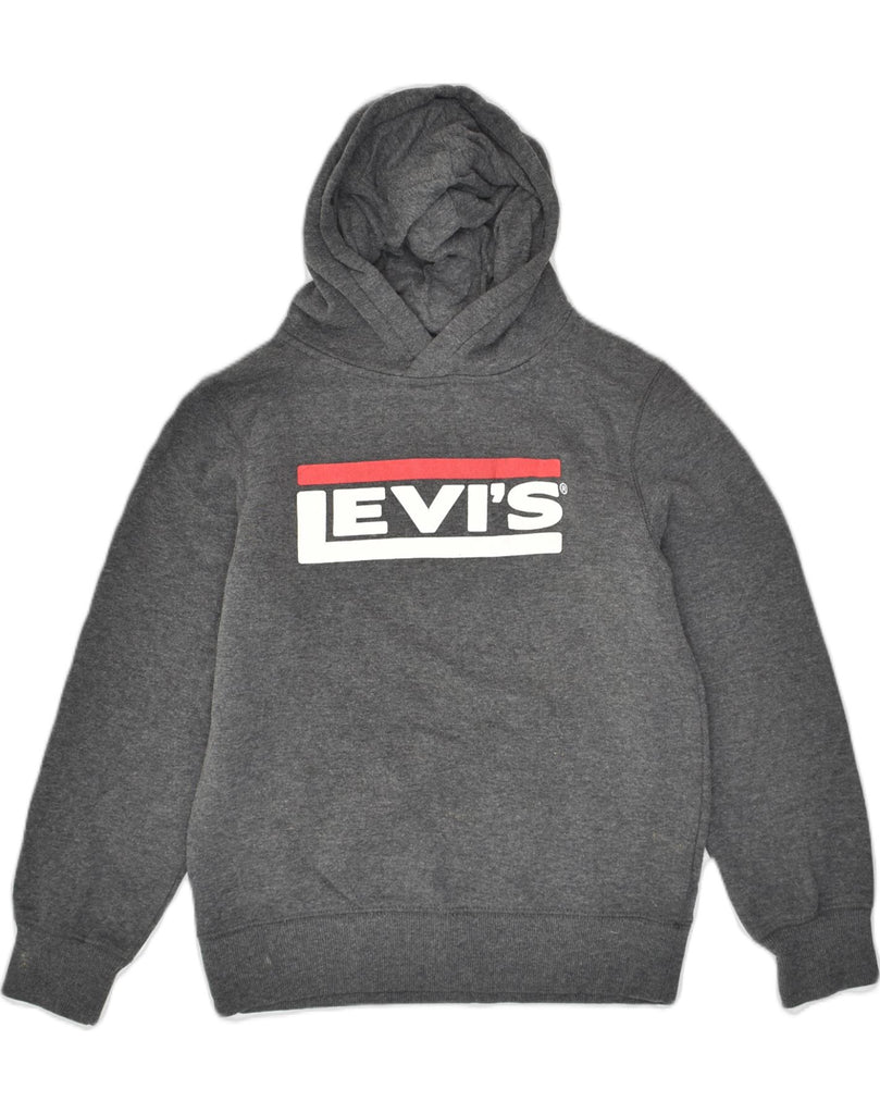 LEVI'S Boys Graphic Hoodie Jumper 10-11 Years Medium  Grey Cotton | Vintage Levi's | Thrift | Second-Hand Levi's | Used Clothing | Messina Hembry 