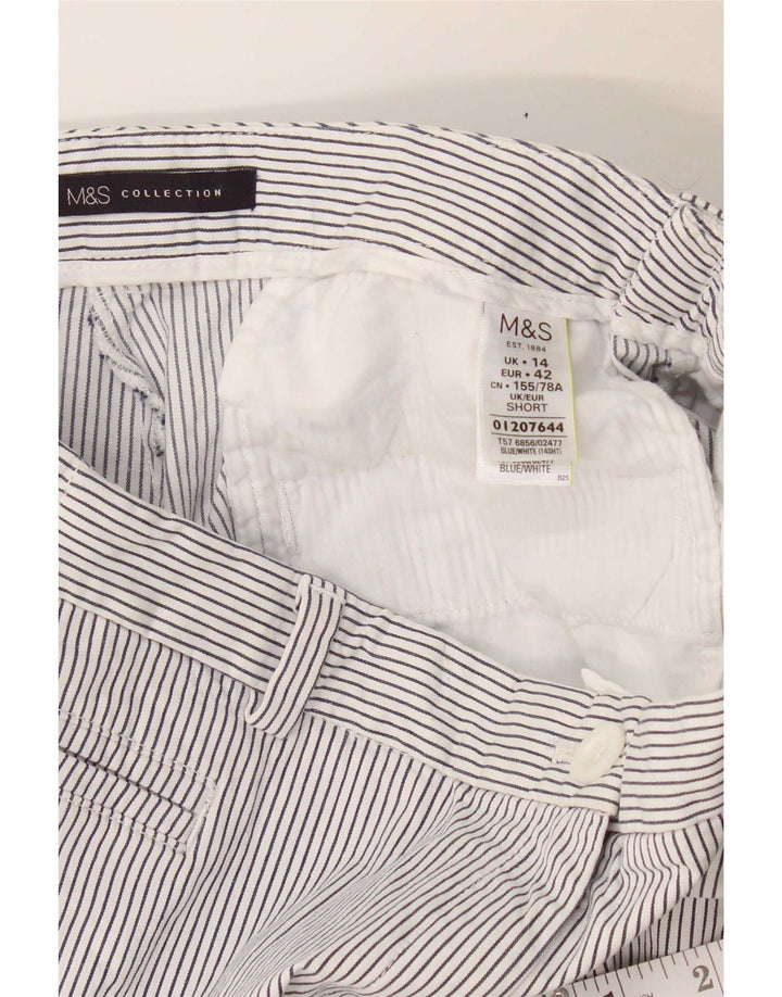 Marks & Spencer Womens Chino Trousers UK 14 Medium W30 L26 White Striped