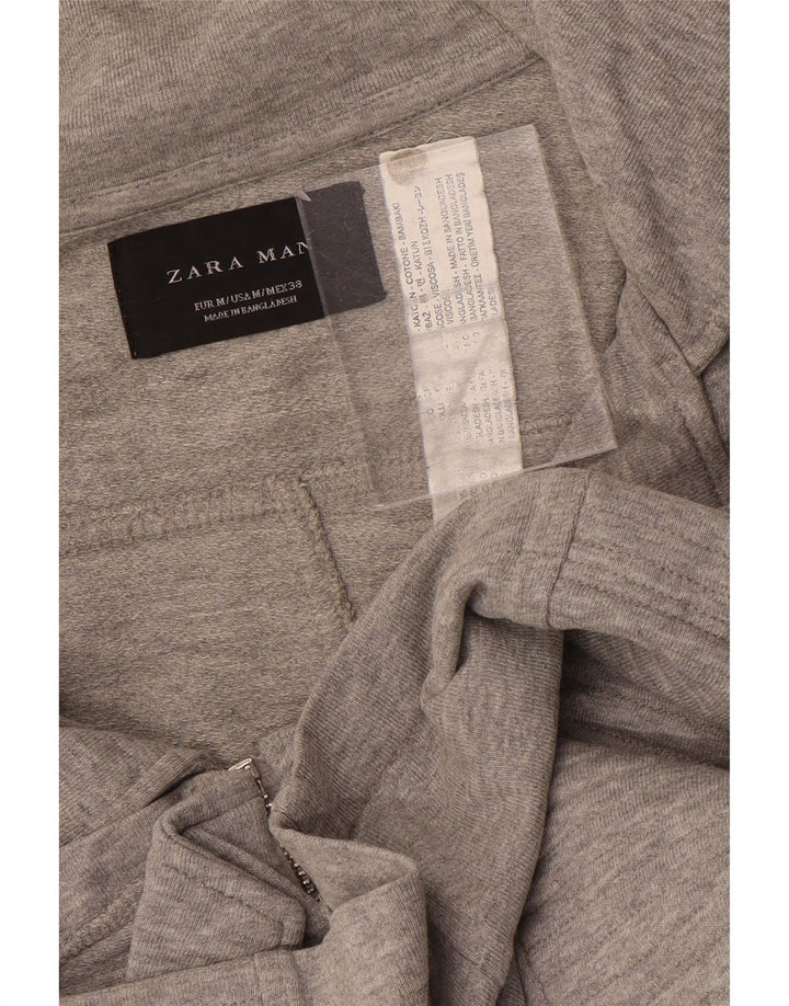 Zara Mens Tracksuit Top Jacket Medium Grey Flecked Cotton