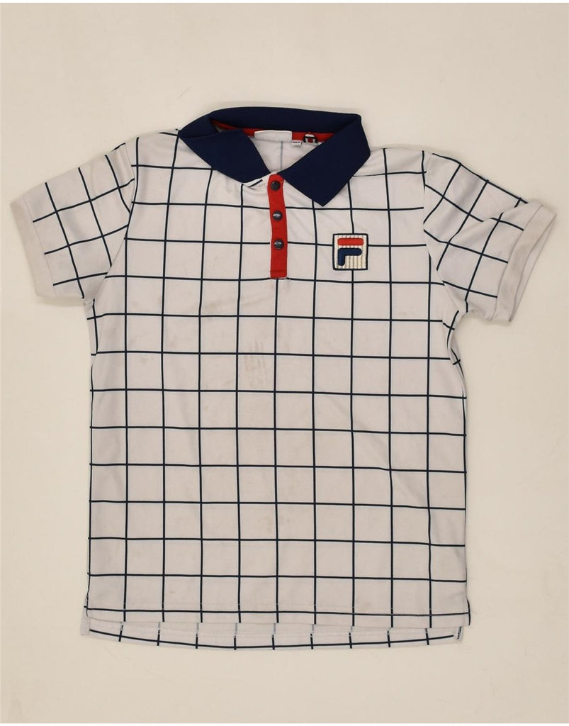 FILA Boys Polo Shirt 9-10 Years White Check Polyester | Vintage Fila | Thrift | Second-Hand Fila | Used Clothing | Messina Hembry 