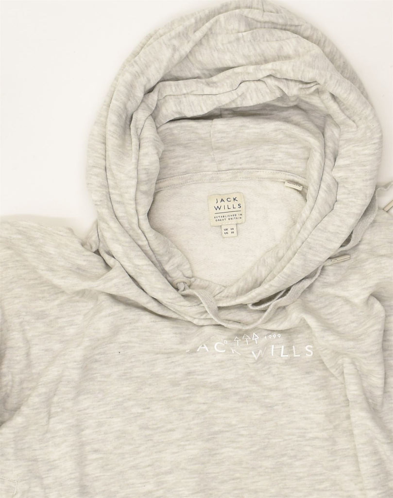 JACK WILLS Womens Crop Hoodie Jumper UK 14 Large  Grey Cotton | Vintage Jack Wills | Thrift | Second-Hand Jack Wills | Used Clothing | Messina Hembry 