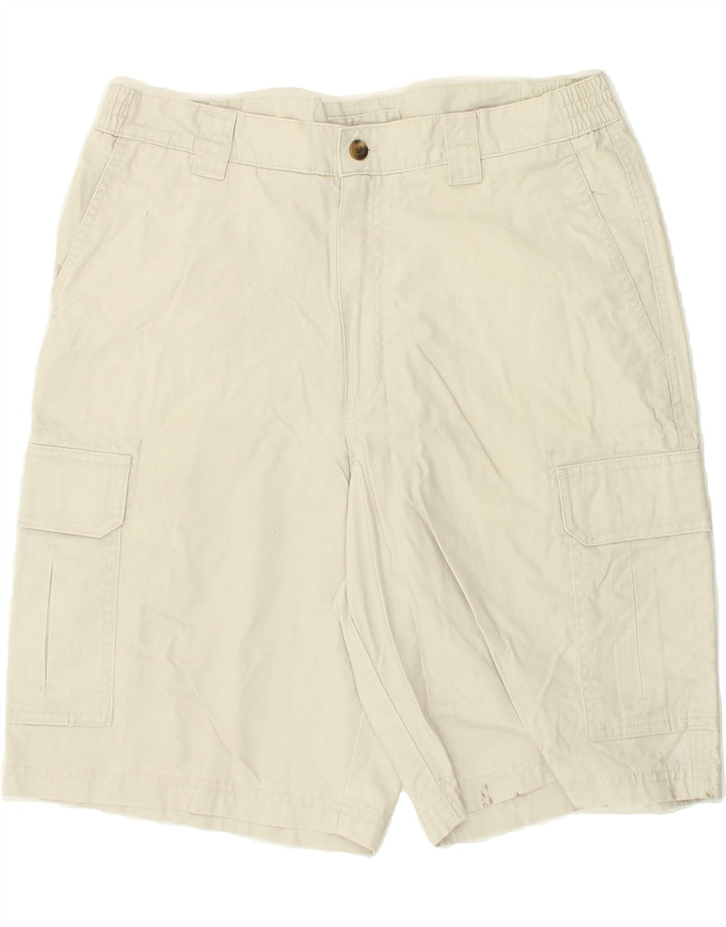 L.L.BEAN Mens Cargo Shorts W34 Large Off White Cotton | Vintage L.L.Bean | Thrift | Second-Hand L.L.Bean | Used Clothing | Messina Hembry 