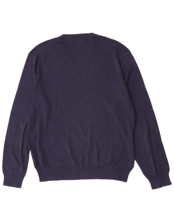 Polo Ralph Lauren Mens V-Neck Jumper Sweater Large Navy Blue Cotton