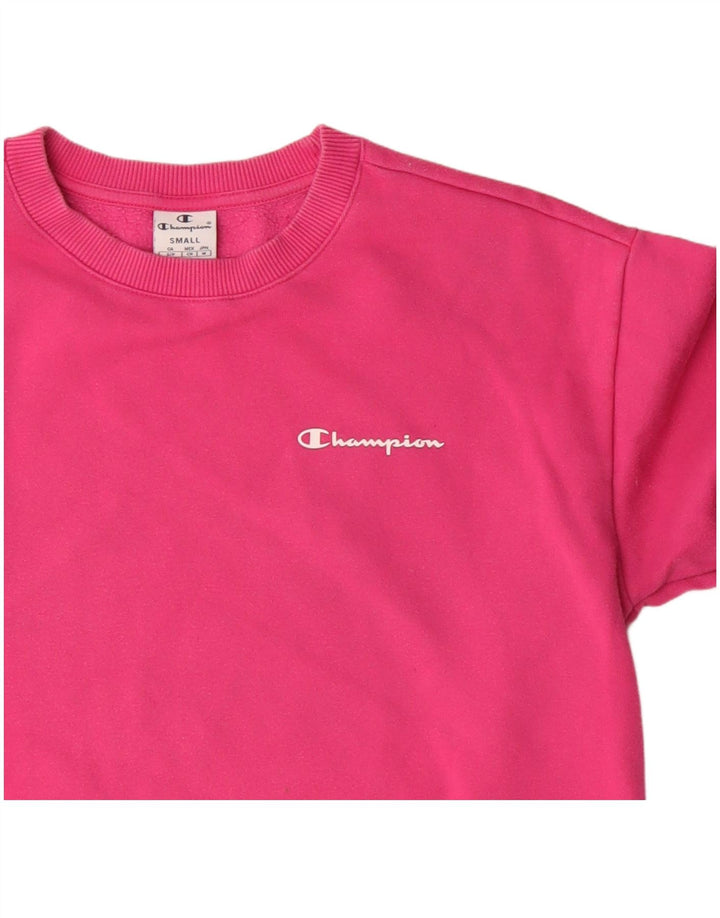Champion Womens Oversized Sweatshirt Jumper UK 10 Small Pink Cotton